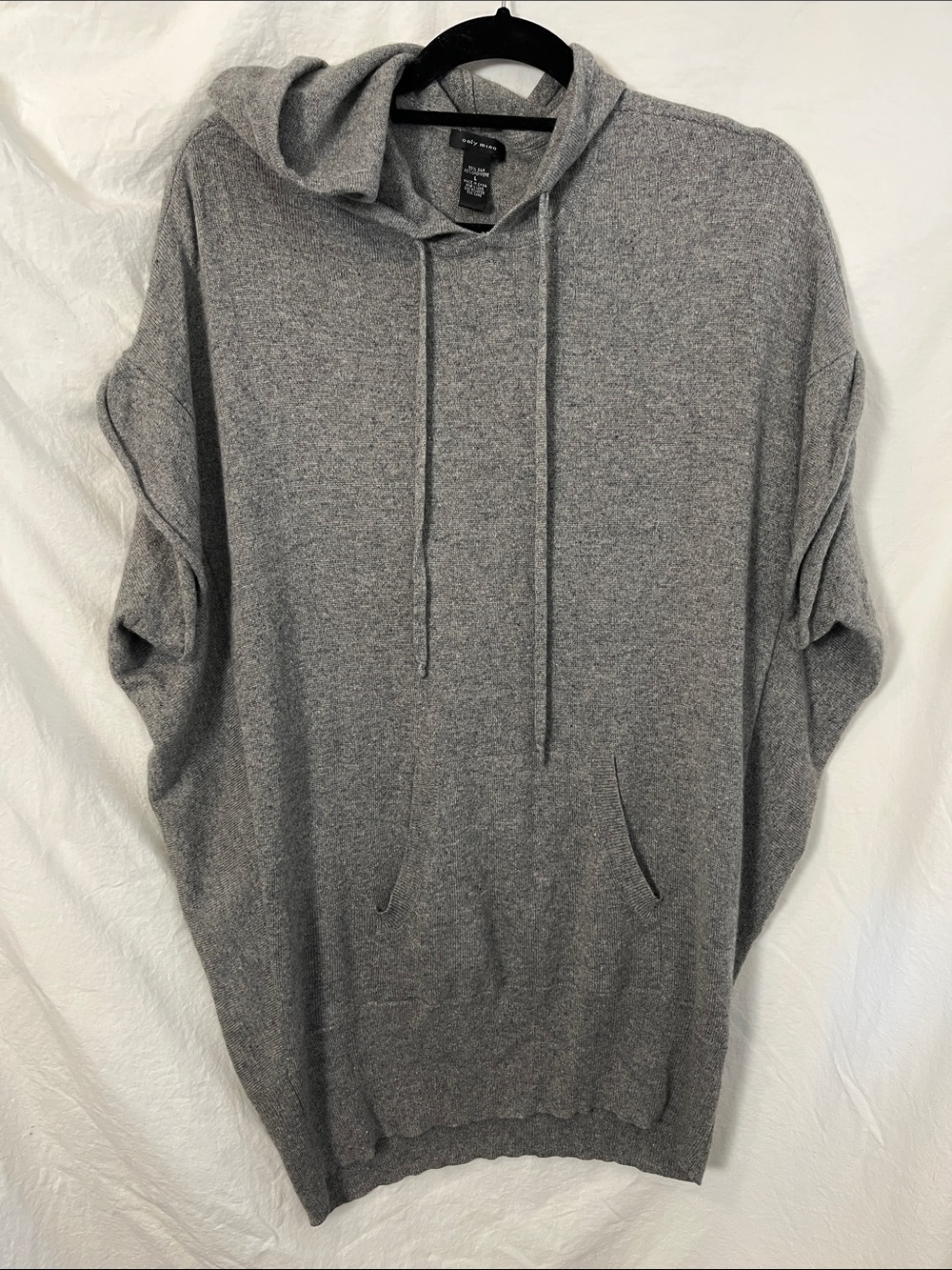 Only Mine Women's Gray Hooded Silk/Cashmere Knit Pullover Size L